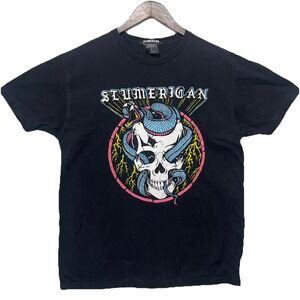 Slumerican Skull Snake Graphic T-Shirt Black Men's Large Streetwear Tee